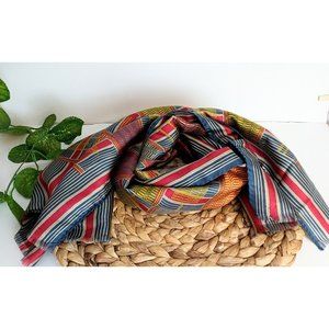 SMITHSONIAN VINTAGE SILK LARGE SCARF 17" x 62" Made In Italy